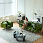 ソファー グリーン ライトブラウン 無垢材 シリコンフィル 合皮 fmdgz-3728