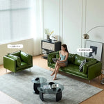 ソファー グリーン ライトブラウン 無垢材 シリコンフィル 合皮 fmdgz-3728