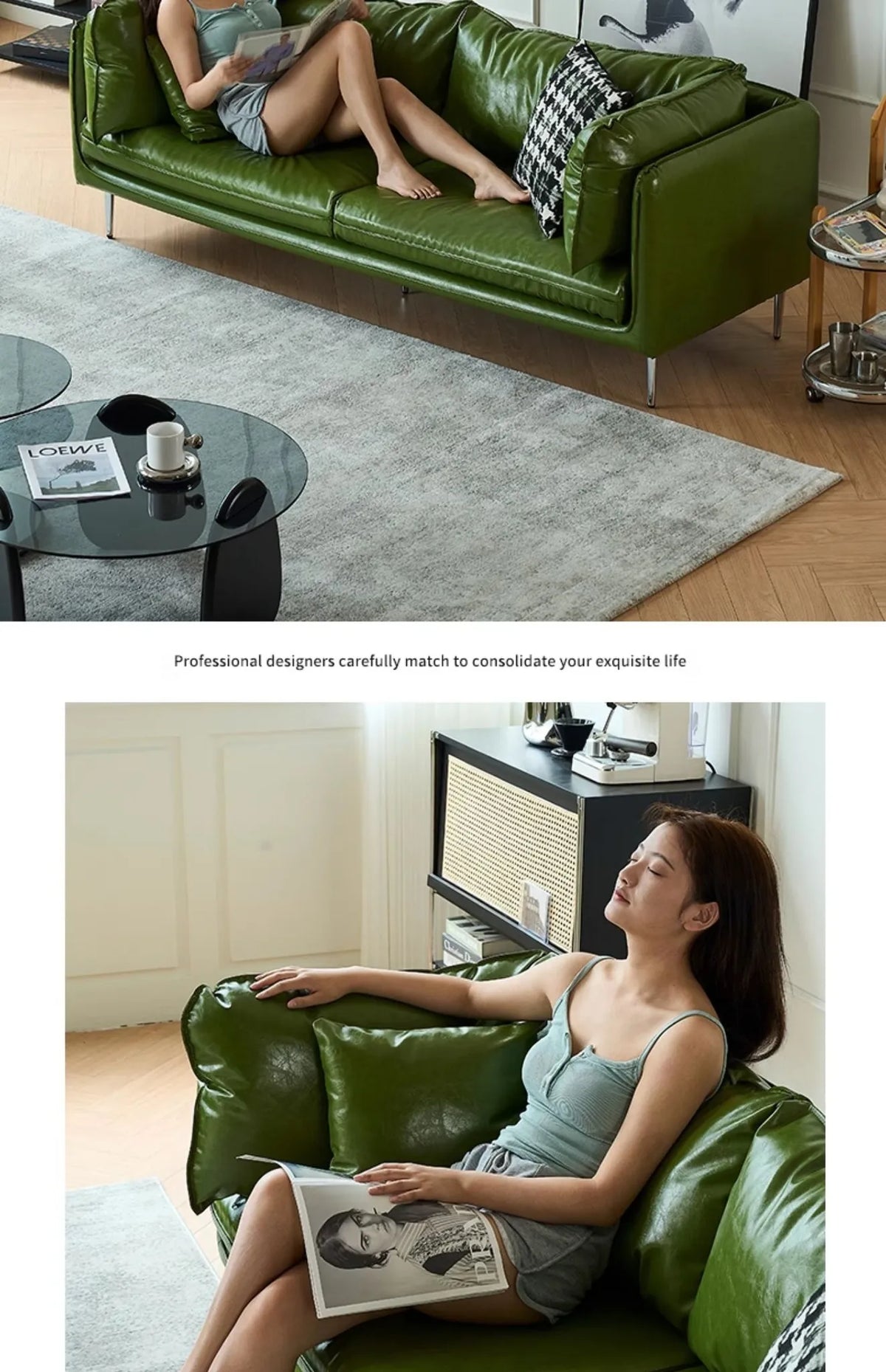 ソファー グリーン ライトブラウン 無垢材 シリコンフィル 合皮 fmdgz-3728