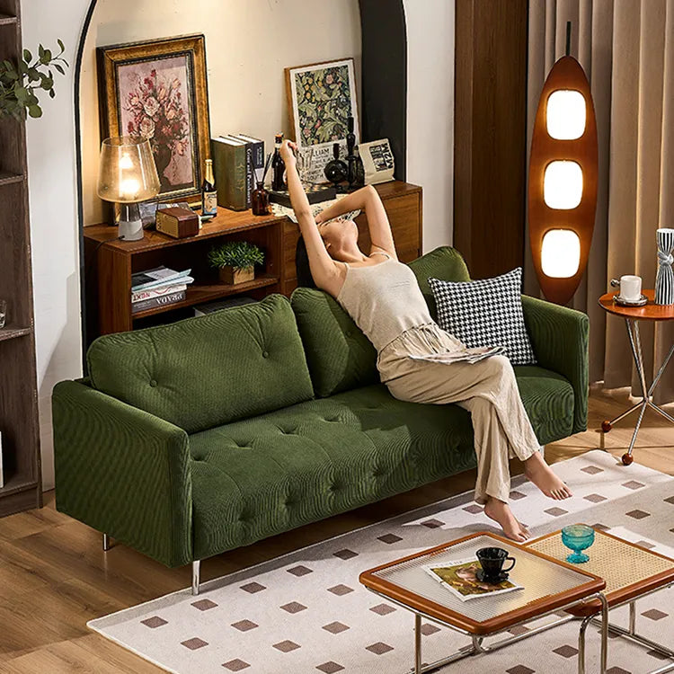 ソファー グリーン ライトブラウン ベージュ イエロー 無垢材 シリコンフィル コーデュロイ fmdgz-3740