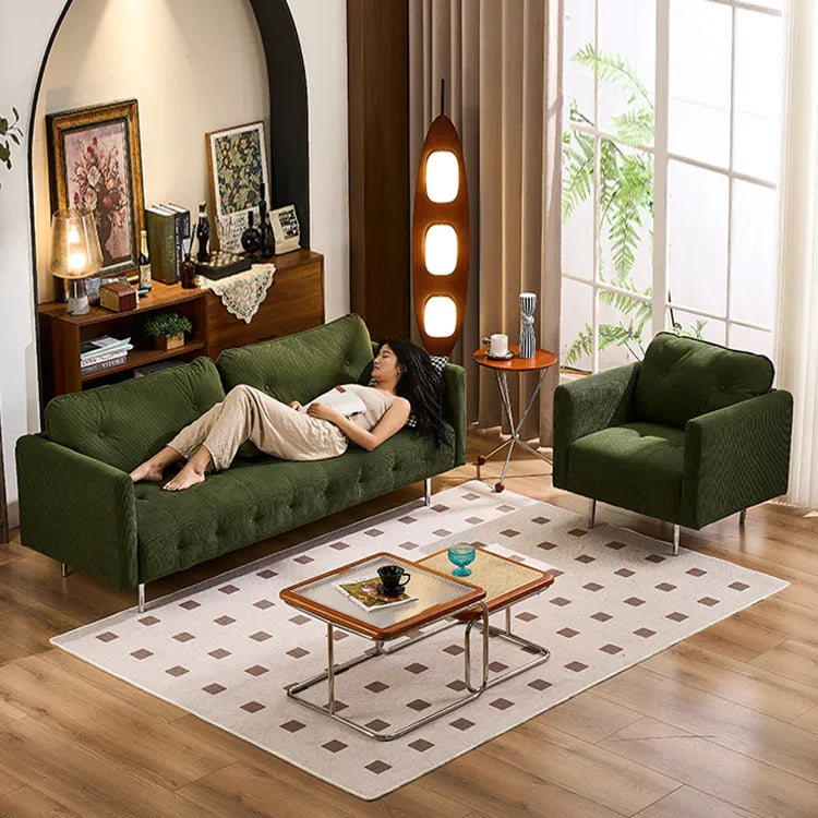 ソファー グリーン ライトブラウン ベージュ イエロー 無垢材 シリコンフィル コーデュロイ fmdgz-3740