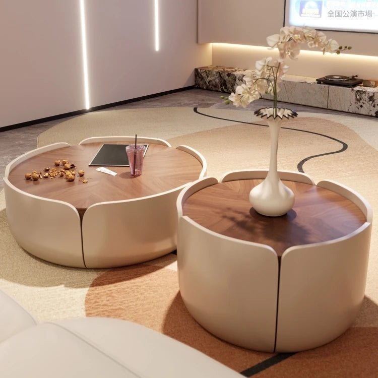 センターテーブル 多層板パイン製 おしゃれなデザイン 丸型テーブル リビングルームに最適 fme-3127