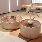 センターテーブル 多層板パイン製 おしゃれなデザイン 丸型テーブル リビングルームに最適 fme-3127