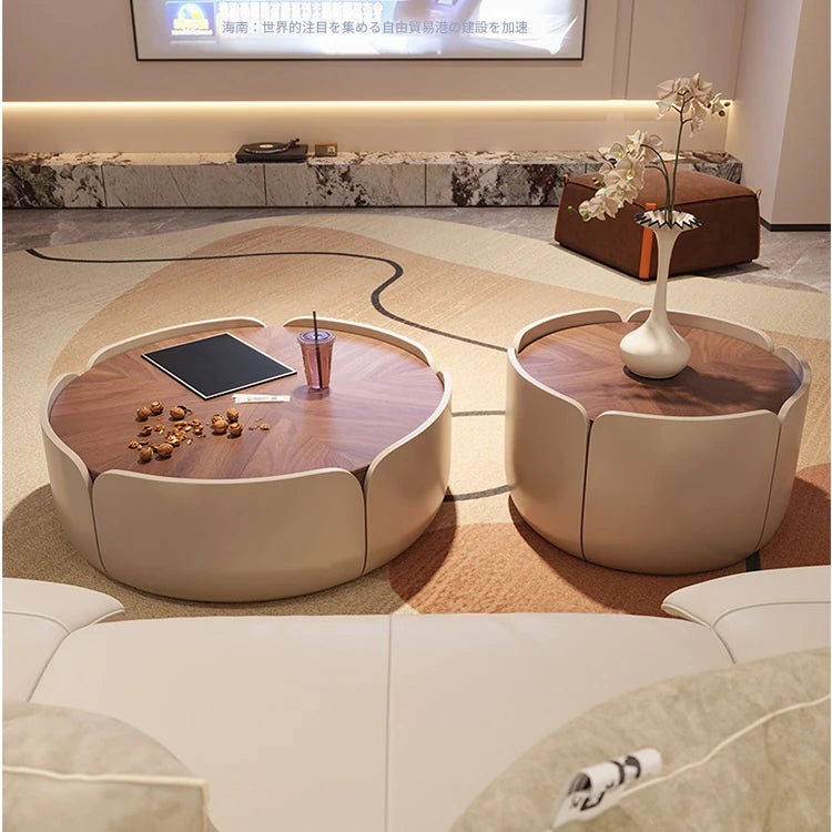 センターテーブル 多層板パイン製 おしゃれなデザイン 丸型テーブル リビングルームに最適 fme-3127