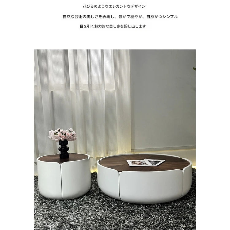 センターテーブル 多層板パイン製 おしゃれなデザイン 丸型テーブル リビングルームに最適 fme-3127