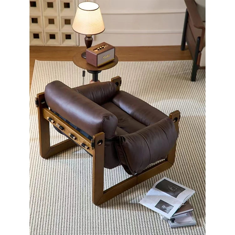 シリコンフィル本革製リラクゼーションチェア - リッチな座り心地とスタイリッシュなデザインでくつろぎの時間を演出 fme-3130