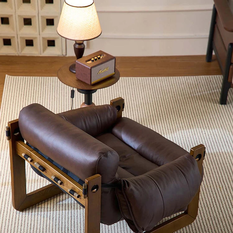 シリコンフィル本革製リラクゼーションチェア - リッチな座り心地とスタイリッシュなデザインでくつろぎの時間を演出 fme-3130