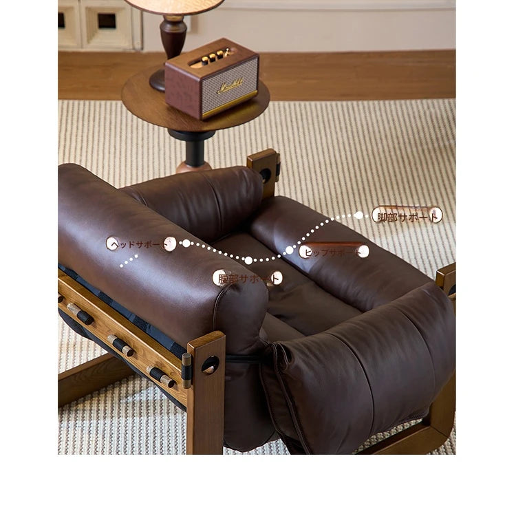 シリコンフィル本革製リラクゼーションチェア - リッチな座り心地とスタイリッシュなデザインでくつろぎの時間を演出 fme-3130