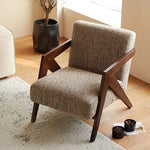 スタイリッシュな綿麻チェア|ナチュラルウッドフレームのリビング家具|快適な座り心地と洗練されたデザイン fme-3132