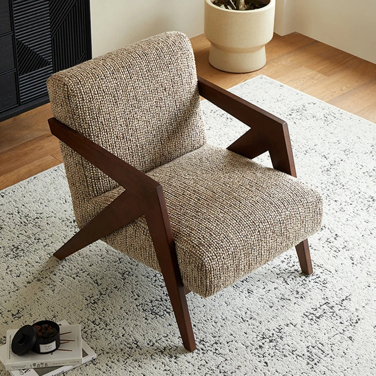 スタイリッシュな綿麻チェア|ナチュラルウッドフレームのリビング家具|快適な座り心地と洗練されたデザイン fme-3132