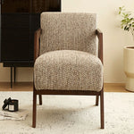 スタイリッシュな綿麻チェア|ナチュラルウッドフレームのリビング家具|快適な座り心地と洗練されたデザイン fme-3132