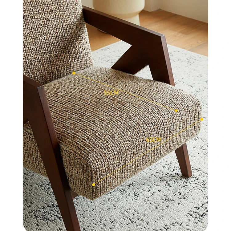 スタイリッシュな綿麻チェア|ナチュラルウッドフレームのリビング家具|快適な座り心地と洗練されたデザイン fme-3132