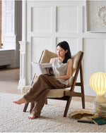 シープボア&シリコンフィル アッシュ材チェア - 快適なリラックス空間のための洗練されたデザイン fme-3136