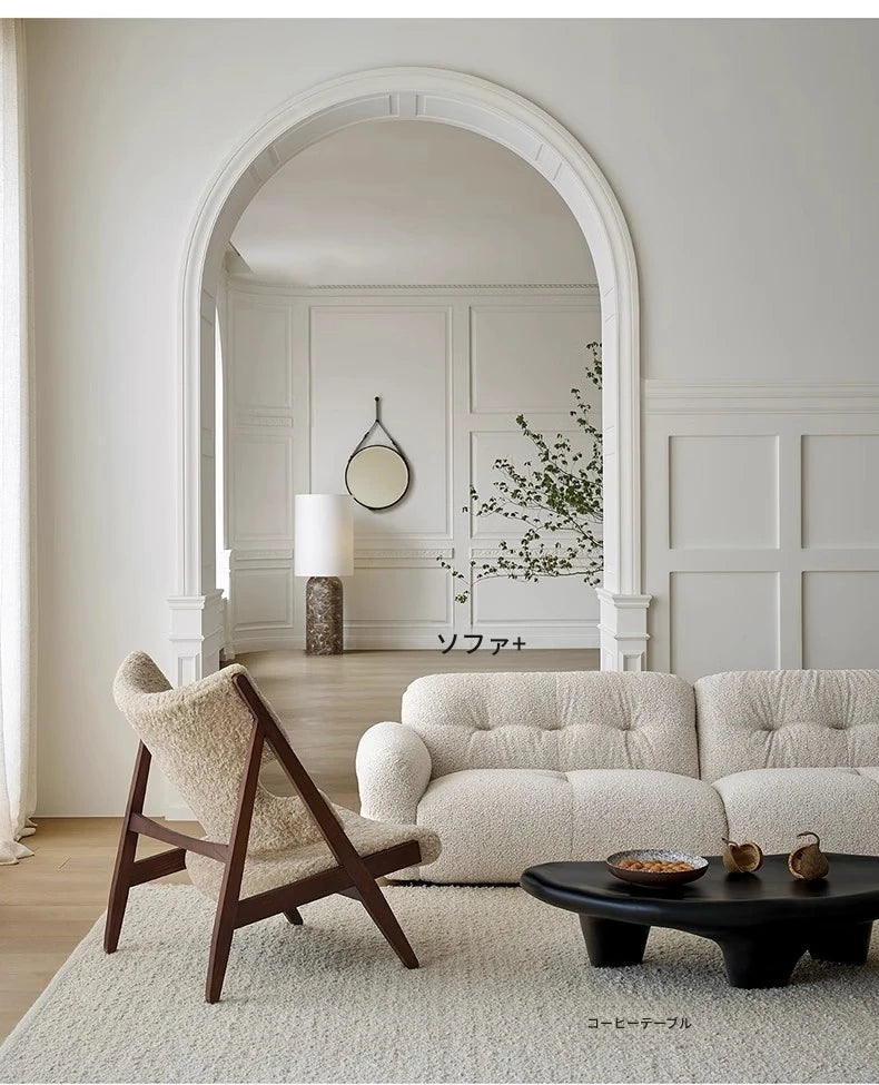 シープボア&シリコンフィル アッシュ材チェア - 快適なリラックス空間のための洗練されたデザイン fme-3136