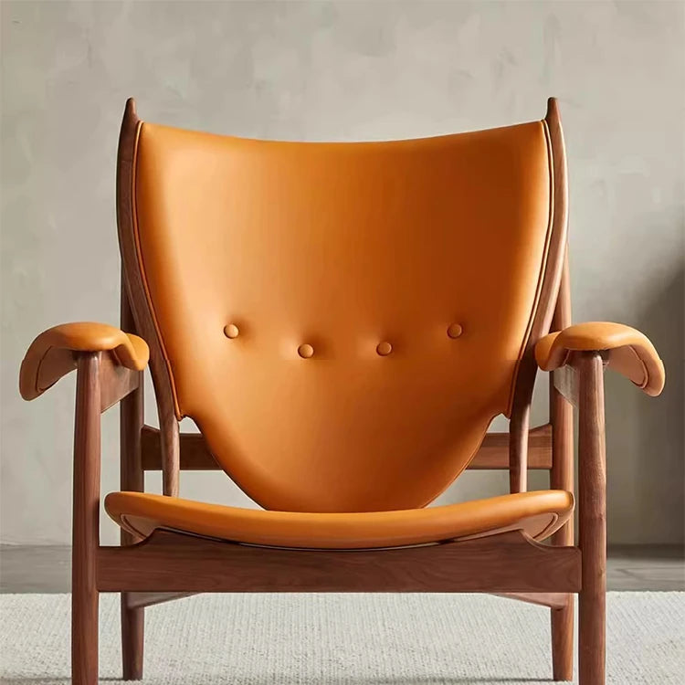 アッシュ材とPUレザーのシールド型デザインチェア - おしゃれで快適なリビングに最適! fme-3137