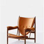 アッシュ材とPUレザーのシールド型デザインチェア - おしゃれで快適なリビングに最適! fme-3137