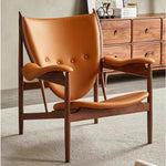 アッシュ材とPUレザーのシールド型デザインチェア - おしゃれで快適なリビングに最適! fme-3137