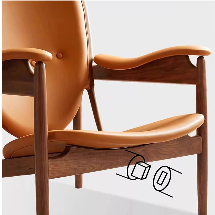 アッシュ材とPUレザーのシールド型デザインチェア - おしゃれで快適なリビングに最適! fme-3137