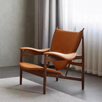 アッシュ材とPUレザーのシールド型デザインチェア - おしゃれで快適なリビングに最適! fme-3137