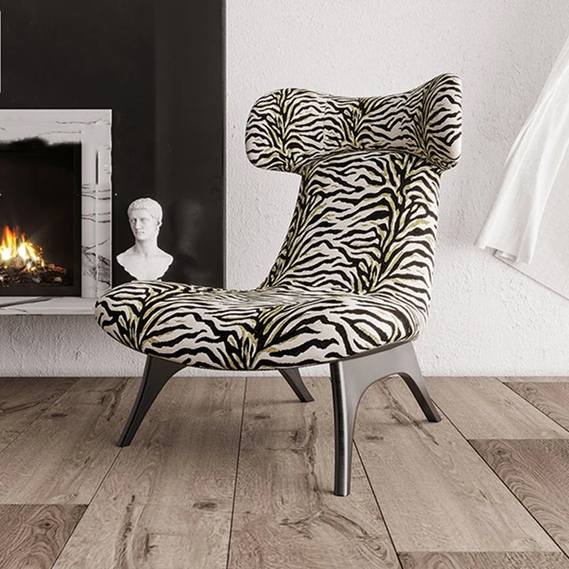 ジブラ模様の多層板コーデュロイチェア - スタイリッシュなリビングルームのアクセントに最適! fme-3138