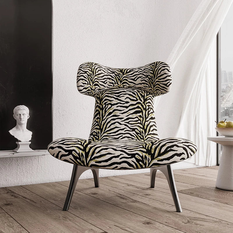 ジブラ模様の多層板コーデュロイチェア - スタイリッシュなリビングルームのアクセントに最適! fme-3138