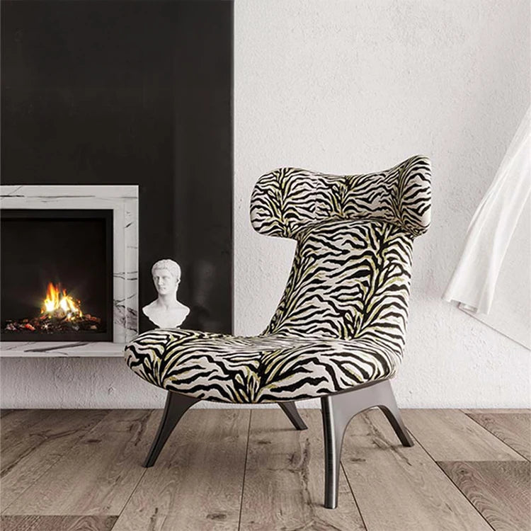 ジブラ模様の多層板コーデュロイチェア - スタイリッシュなリビングルームのアクセントに最適! fme-3138