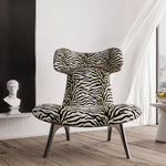 ジブラ模様の多層板コーデュロイチェア - スタイリッシュなリビングルームのアクセントに最適! fme-3138