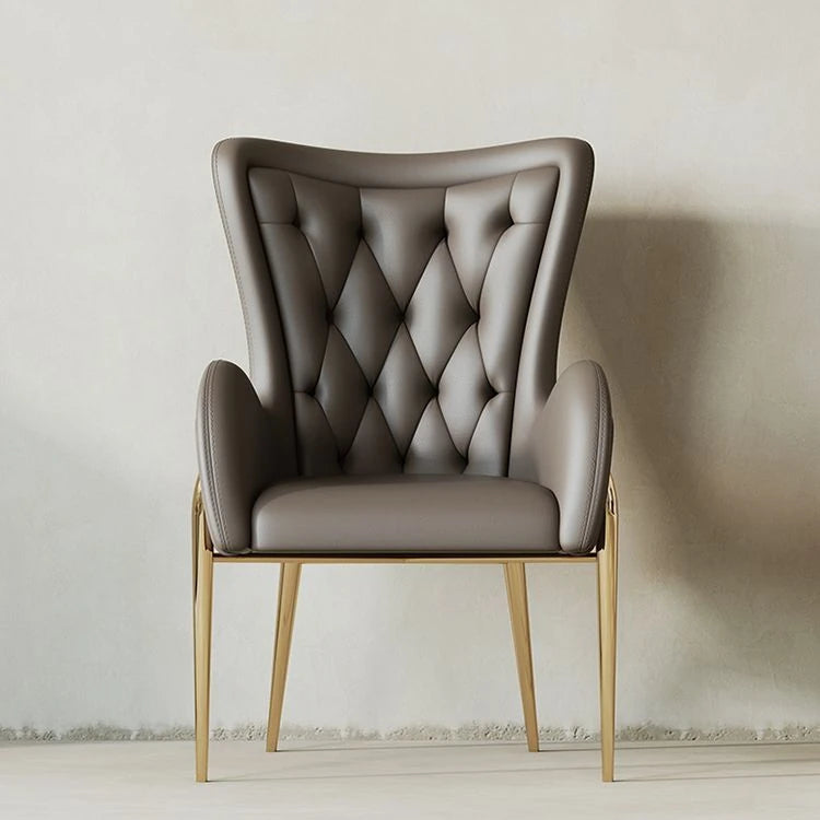 高級感あふれる無垢材・ステンレス製PUレザー チェア | おしゃれなインテリアに最適なリビングルーム用椅子 fmfd-5052