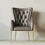 高級感あふれる無垢材・ステンレス製PUレザー チェア | おしゃれなインテリアに最適なリビングルーム用椅子 fmfd-5052