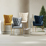 高級感あふれる無垢材・ステンレス製PUレザー チェア | おしゃれなインテリアに最適なリビングルーム用椅子 fmfd-5052