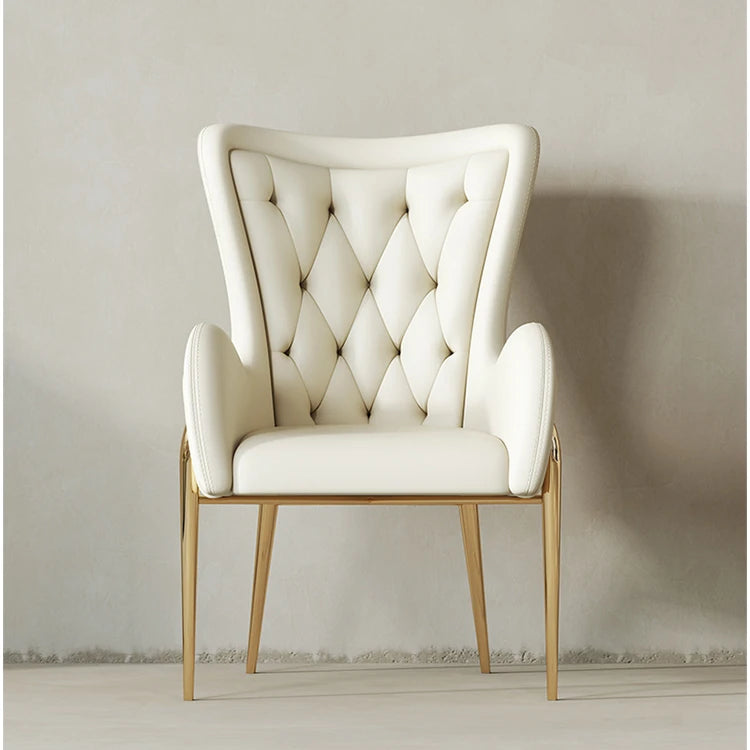 高級感あふれる無垢材・ステンレス製PUレザー チェア | おしゃれなインテリアに最適なリビングルーム用椅子 fmfd-5052