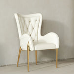 高級感あふれる無垢材・ステンレス製PUレザー チェア | おしゃれなインテリアに最適なリビングルーム用椅子 fmfd-5052