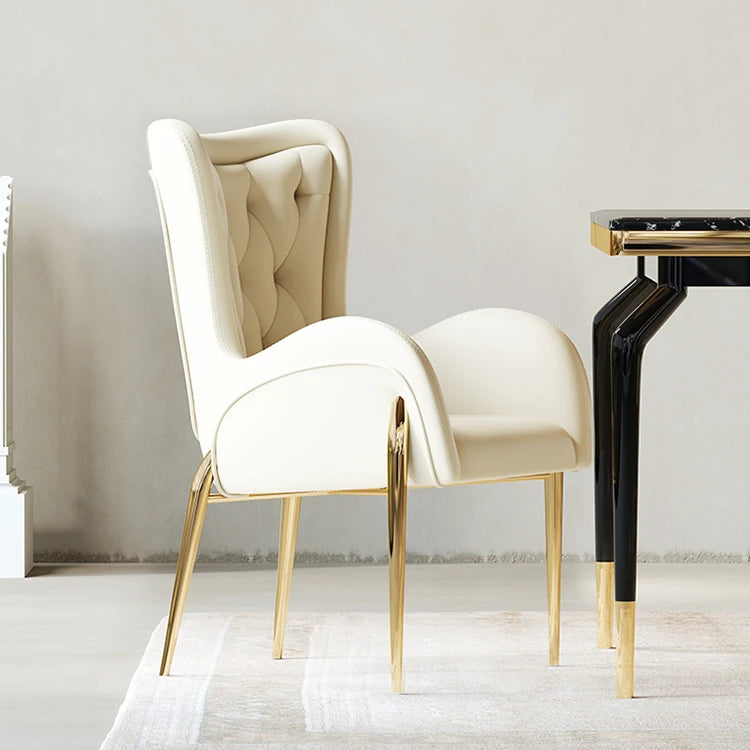 高級感あふれる無垢材・ステンレス製PUレザー チェア | おしゃれなインテリアに最適なリビングルーム用椅子 fmfd-5052