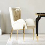 高級感あふれる無垢材・ステンレス製PUレザー チェア | おしゃれなインテリアに最適なリビングルーム用椅子 fmfd-5052