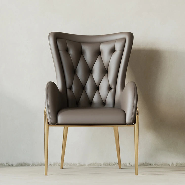 高級感あふれる無垢材・ステンレス製PUレザー チェア | おしゃれなインテリアに最適なリビングルーム用椅子 fmfd-5052