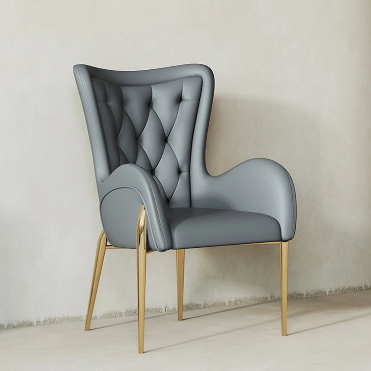 高級感あふれる無垢材・ステンレス製PUレザー チェア | おしゃれなインテリアに最適なリビングルーム用椅子 fmfd-5052