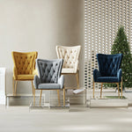 高級感あふれる無垢材・ステンレス製PUレザー チェア | おしゃれなインテリアに最適なリビングルーム用椅子 fmfd-5052