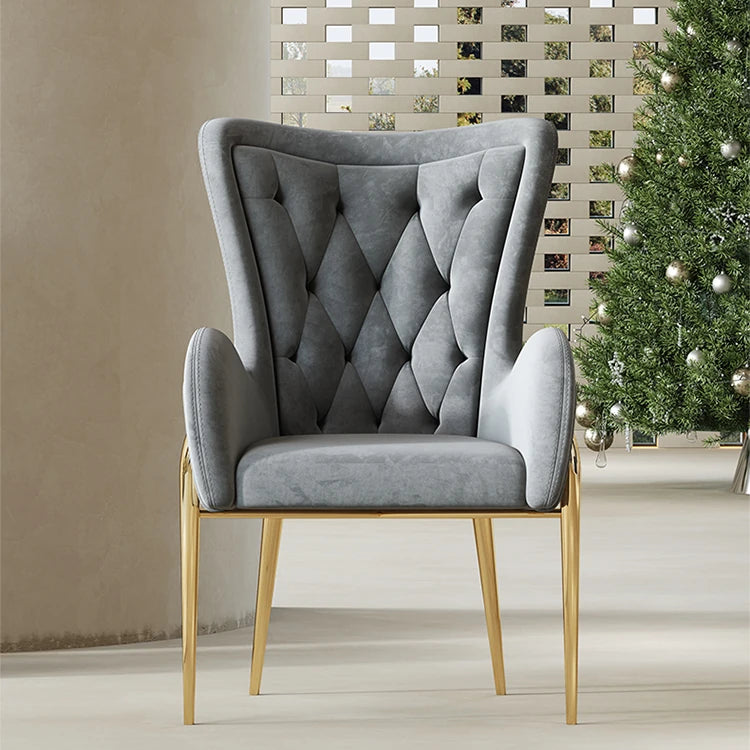 高級感あふれる無垢材・ステンレス製PUレザー チェア | おしゃれなインテリアに最適なリビングルーム用椅子 fmfd-5052