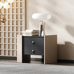 シンプルでスタイリッシュなオーク多層板ナイトテーブル - PUレザー引き出し付き、モダンなインテリアに最適! fmfd-5057