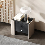 シンプルでスタイリッシュなオーク多層板ナイトテーブル - PUレザー引き出し付き、モダンなインテリアに最適! fmfd-5057