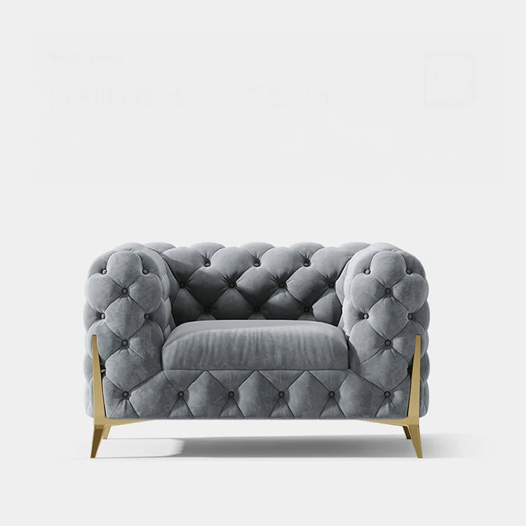 おしゃれなパインステンレス製ソファー|ラグジュアリーな深い青色・リビングルームに最適なデザイン fmfd-5060