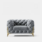 おしゃれなパインステンレス製ソファー|ラグジュアリーな深い青色・リビングルームに最適なデザイン fmfd-5060