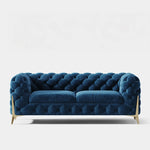 おしゃれなパインステンレス製ソファー|ラグジュアリーな深い青色・リビングルームに最適なデザイン fmfd-5060