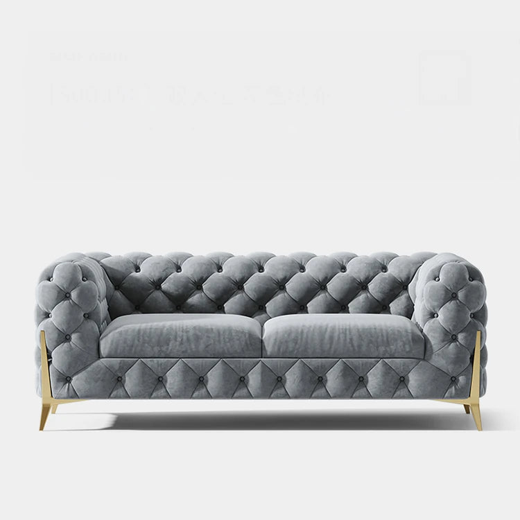 おしゃれなパインステンレス製ソファー|ラグジュアリーな深い青色・リビングルームに最適なデザイン fmfd-5060