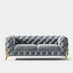 おしゃれなパインステンレス製ソファー|ラグジュアリーな深い青色・リビングルームに最適なデザイン fmfd-5060