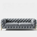 おしゃれなパインステンレス製ソファー|ラグジュアリーな深い青色・リビングルームに最適なデザイン fmfd-5060