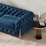 おしゃれなパインステンレス製ソファー|ラグジュアリーな深い青色・リビングルームに最適なデザイン fmfd-5060