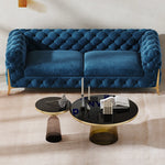 おしゃれなパインステンレス製ソファー|ラグジュアリーな深い青色・リビングルームに最適なデザイン fmfd-5060