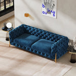 おしゃれなパインステンレス製ソファー|ラグジュアリーな深い青色・リビングルームに最適なデザイン fmfd-5060