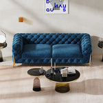 おしゃれなパインステンレス製ソファー|ラグジュアリーな深い青色・リビングルームに最適なデザイン fmfd-5060